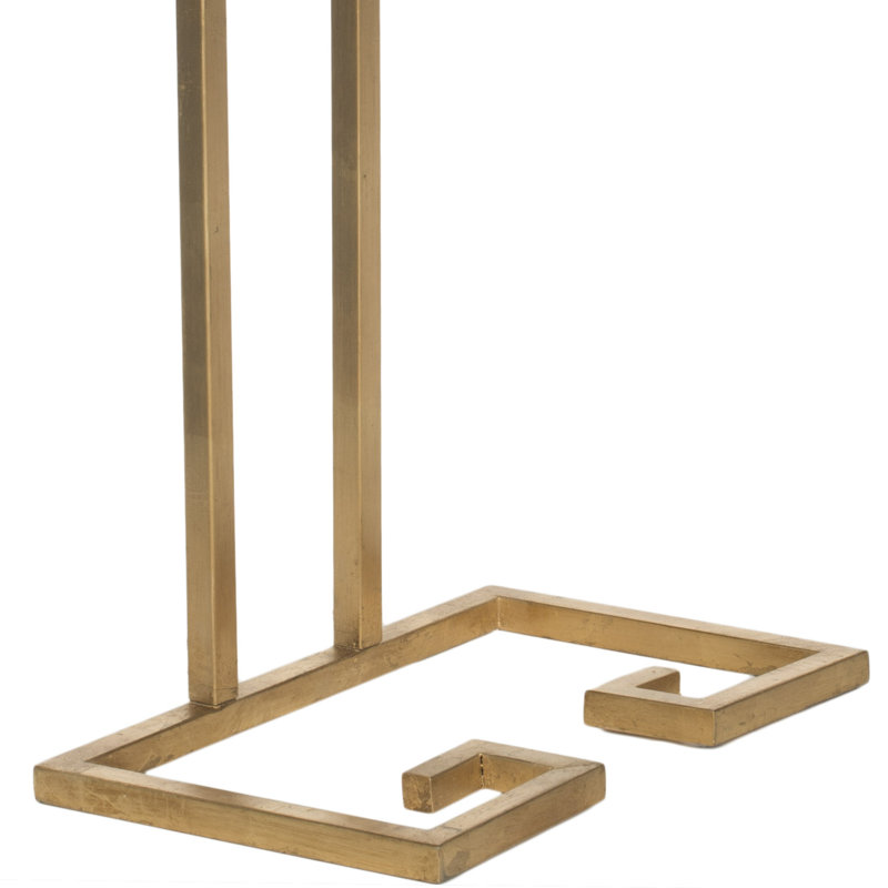 Mancia Glass Top Pedestal End Table, Gold