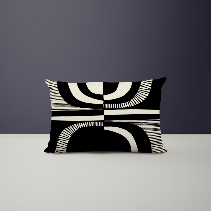 Housse et insert de coussin rectangulaire intérieur / extérieur en polyester / mélange de polyester Chamu, Noir