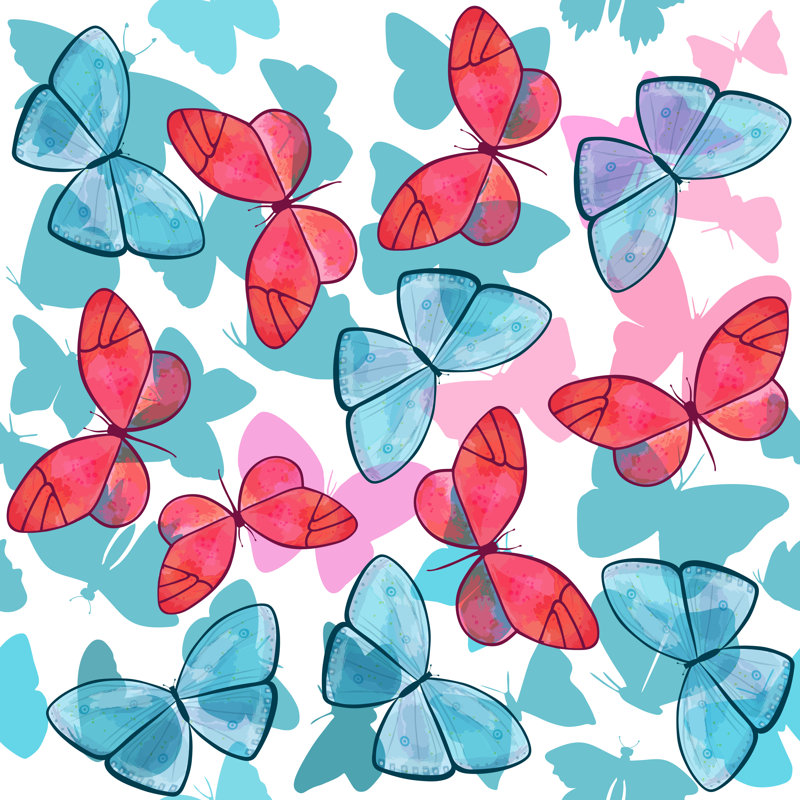 Veras Seamless Butterflies Pattern - Wrapped Canvas Painting, 51cm H x 51cm W x 3.8cm D