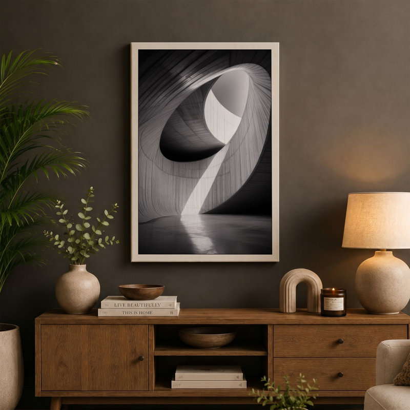Light Through Form Industrial 1 Piece Wrapped Canvas Wall Art, 24x16 - 61.0 x 40.6 cm, Ochre Border