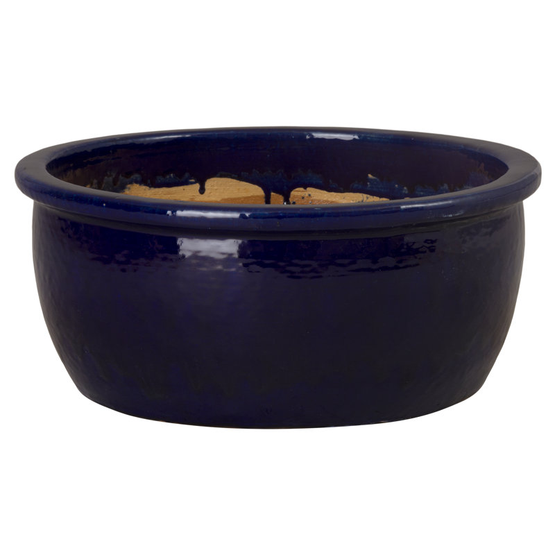 Kaori Handmade Ceramic Pot Planter, Navy Blue, 10" H x 22" W x 22" D