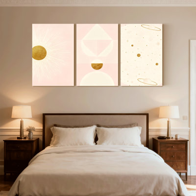«Abstract Sunburst», ensemble de 3 impressions sur toile