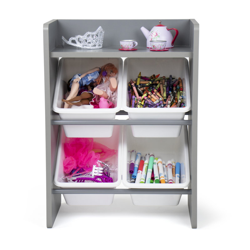 Maui Toy Organizer with Bins, Grey