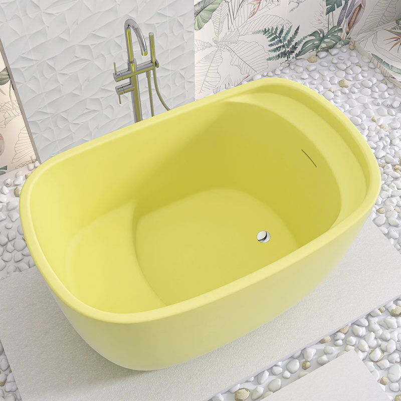 47''Acrylic Freestanding Soaking Bathtub, Sit-In Design With Contemporary Design For Soaking And Bathing, Sit-In Design With Chrome Overflow And Drain