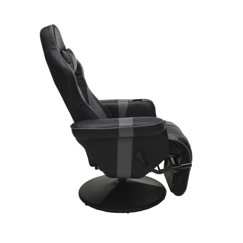 Gray Racing Style Gaming Recliner with Footrest and Cup Holder