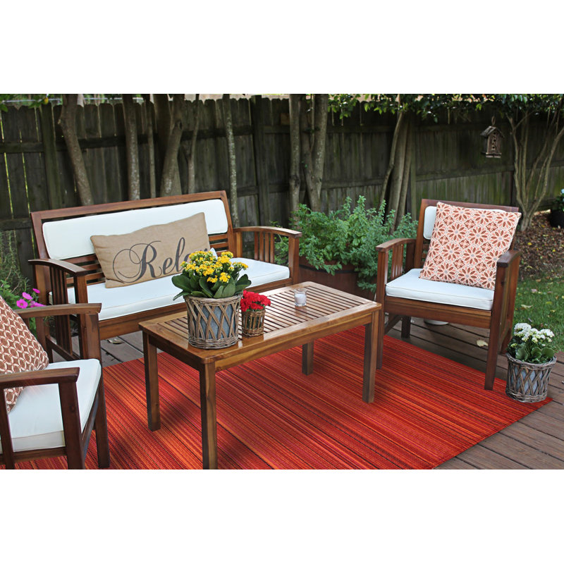 Tapis d'intérieur / extérieur rouge rayé Brinkerhoff, Rectangle de 4 pi x 6 pi