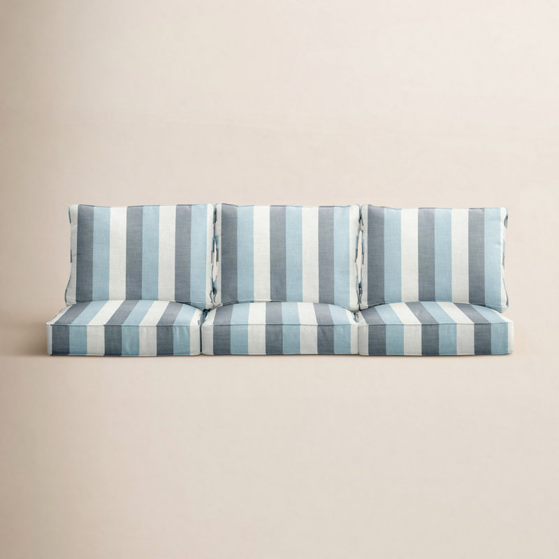Minorca Outdoor Sunbrella Seat/Back Cushion, Blue Stripe Sunbrella®, 22.5" W x 22.5" D