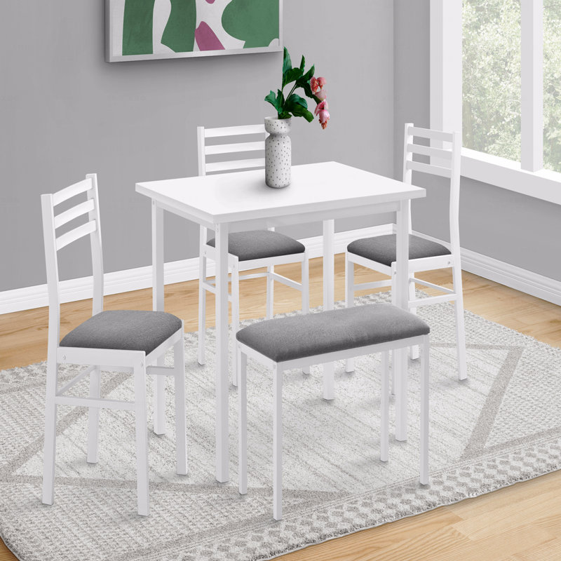 Ensemble repas, 5 pièces, ensemble rectangulaire 40 po, Blanc, Blanc, Blanc