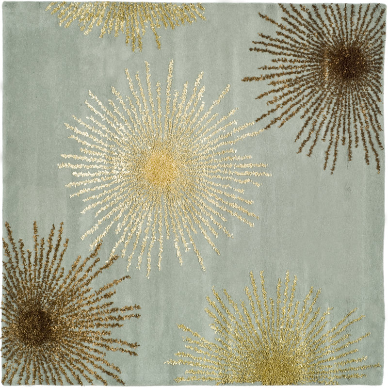 Amberjack Hand Tufted Wool And Viscose Abstract Rug, Square 8'