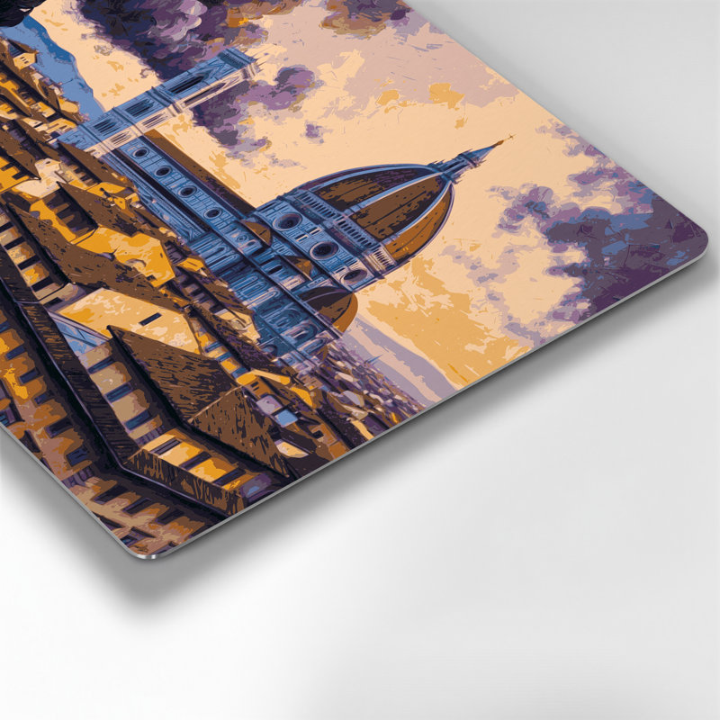 Art mural mauve avec villes, Florence, Italie, H 96 po x l 120 po x P 0,05 po