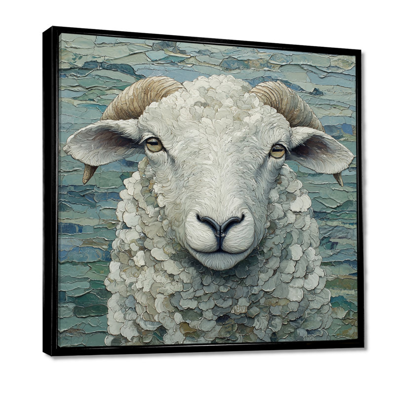 Portrait de mouton Drenna Ewes, Impression encadrée flottante, Noir, noir, noir, noir, H 16 po x l 16 po