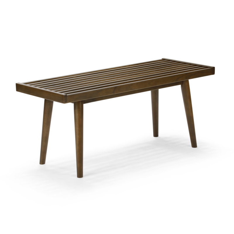 Levitus Wood Bench, Walnut, 17.5" H x 41.25" W x 16.5" D