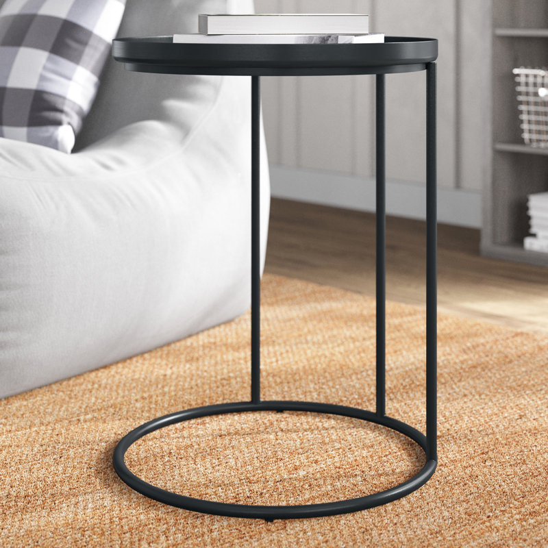 Monet 18"W Metal Industrial Round Side Table with Minimalist Design