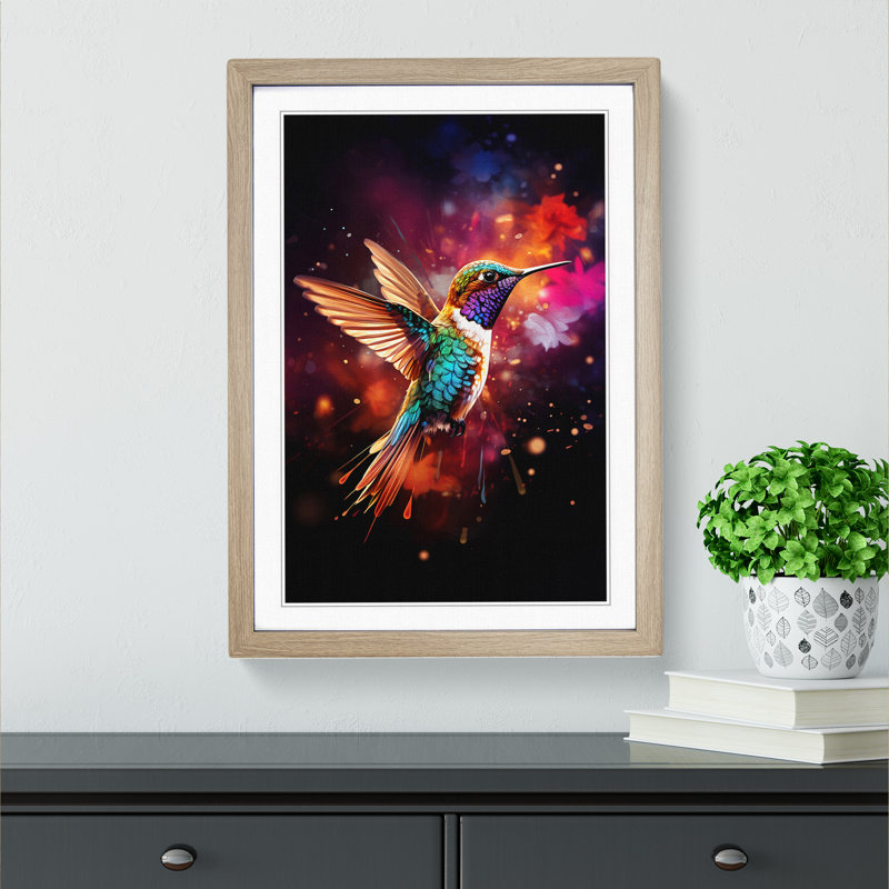 Hummingbird Digital Framed Print, Oak Framed, 64cm H x 46cm W x 2cm D