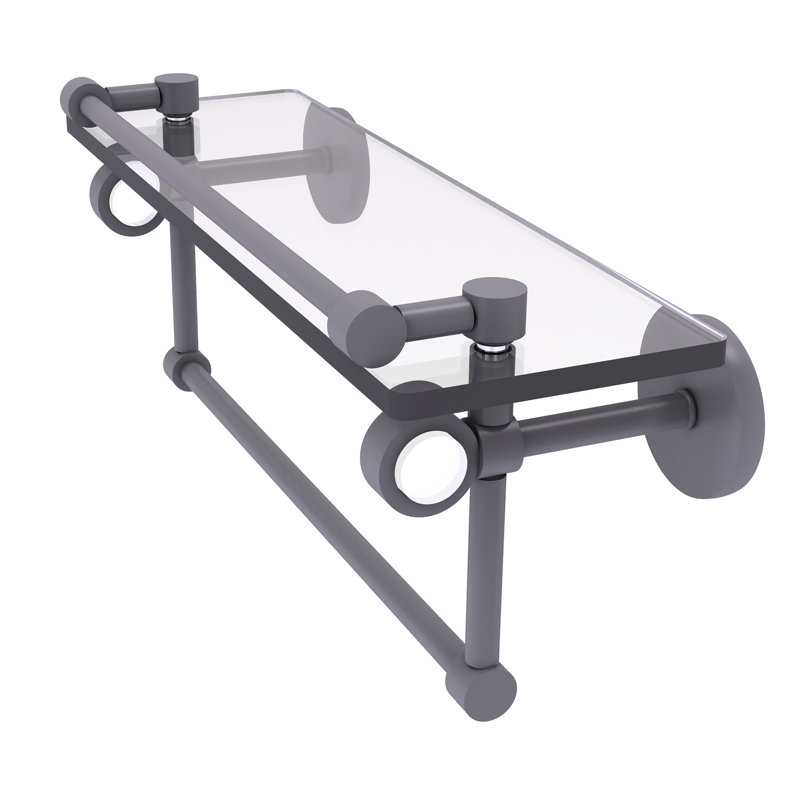Tablette murale en verre Margolis, H 6,7 po x l 16 po x p 5,8 po, Gris mat