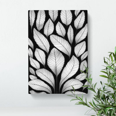 Monochrome Leaves No.2 - Wrapped Canvas Print