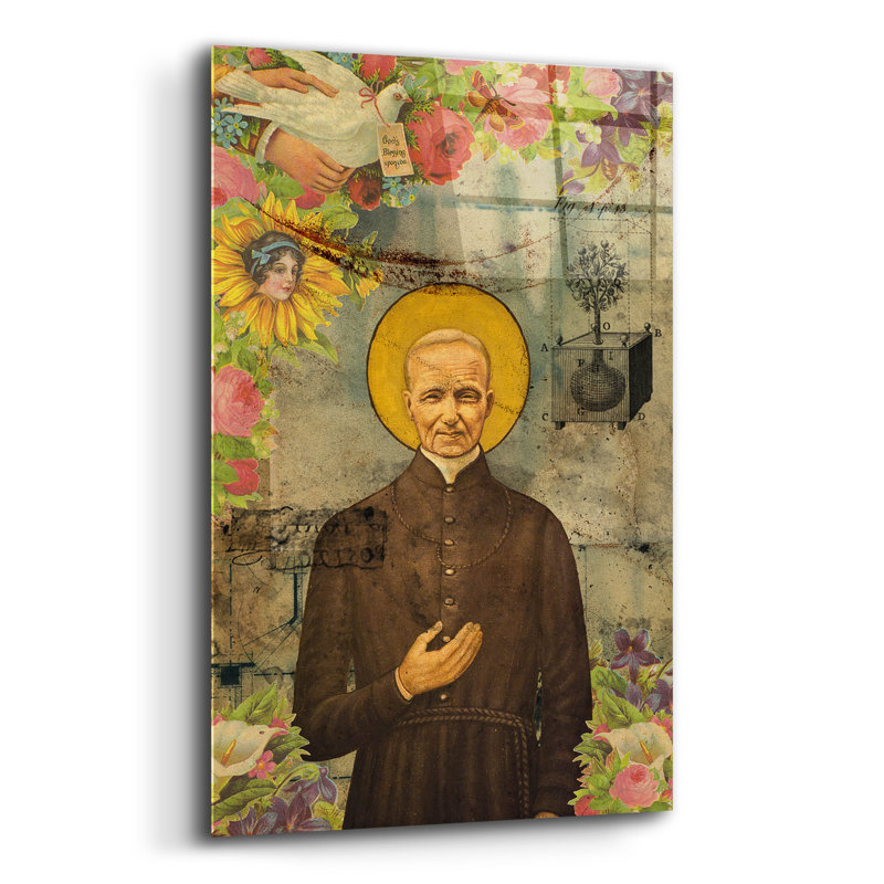 «The Saint Father» par Elo Marc, art mural en verre acrylique, H 24 po x l 16 po x P 0,2 po