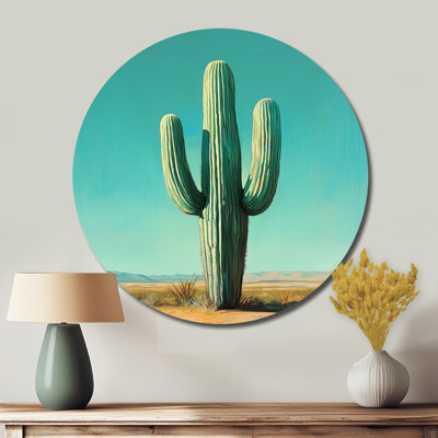 Saguaro Cactus And The Desert Sky II - Traditional Green Metal Art Print