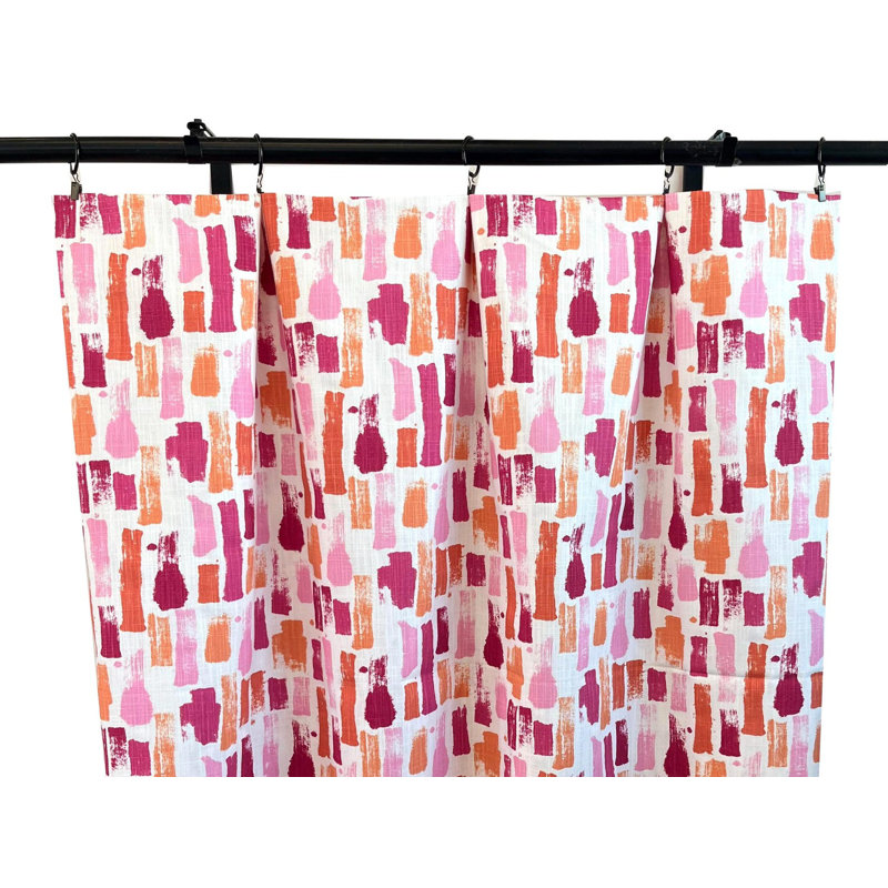 Rideaux géométriques abstraits roses et orange, L 50 po x L 108 po