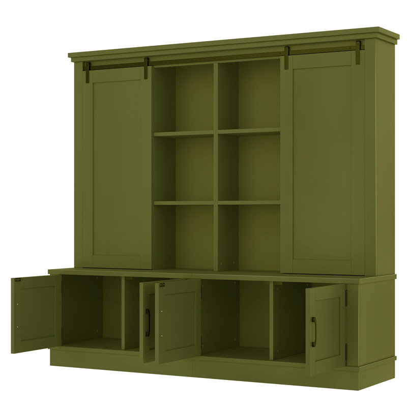 Hall Tree 71'' Wide With Bench, Green