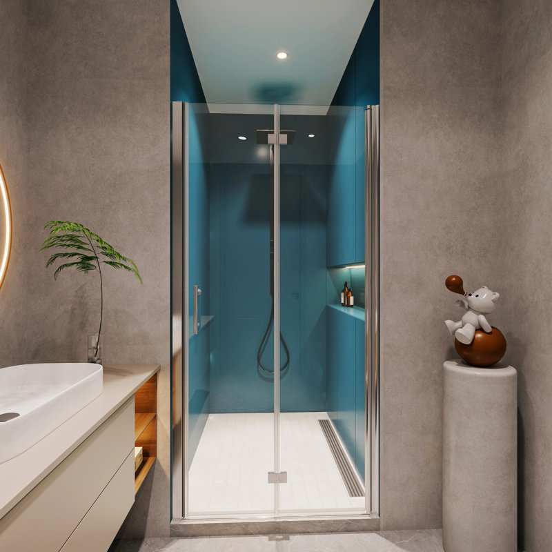 Porte pivotante de salle de bain avec 36 000 cycles de test - Douche en verre trempé de 1/4 po 30-31 3/8 po réglable