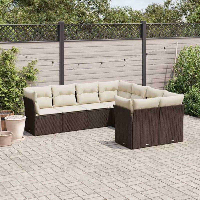 Vidaxl Garden Sofa Set , Cream , Brown, White