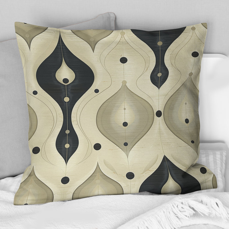 Coussin décoratif gris Mid-Century Ogee - gris, H 16 po x l 16 po