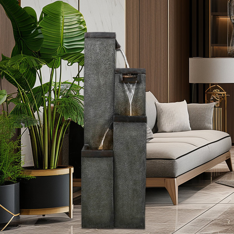 Kayzia Hand Crafted Weather Resistant Cascade Fountain with Light