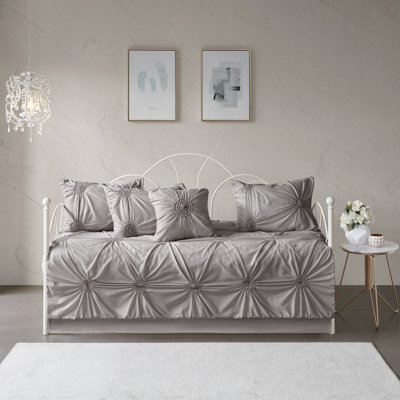 Ensemble de housse pour lit de jour réversible gris foncé 6 pièces Leila