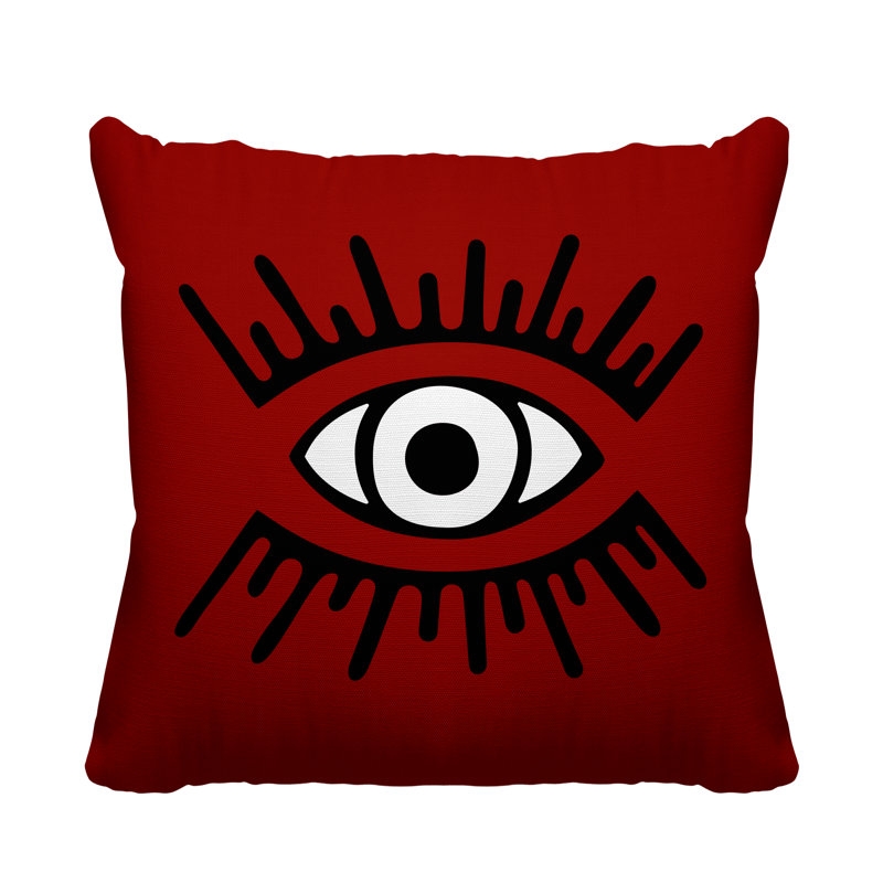 Coussin intérieur / extérieur Miranda Evil Eye, L 19 po x H 19 po, Rouge