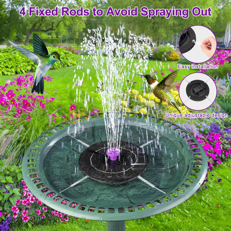 Solar Bird Bath Fountain Pump Solar Powered Water Pump Outdoor Water Fountain With 1 Nozzles4 Fixed Pipes For Hummingbirds Garden Pool Pond