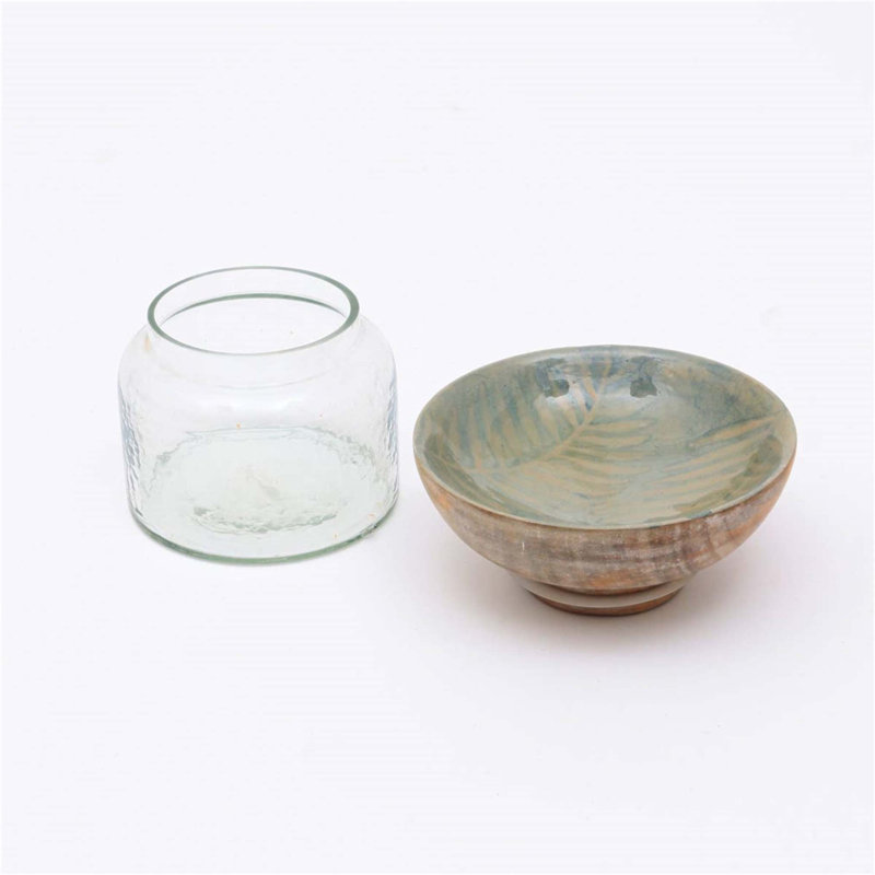 Pot à noix en verre avec couvercle en forme de bol en bois - Rangement élégant et fonctionnel pour les noix, les collations et plus - 350 ml