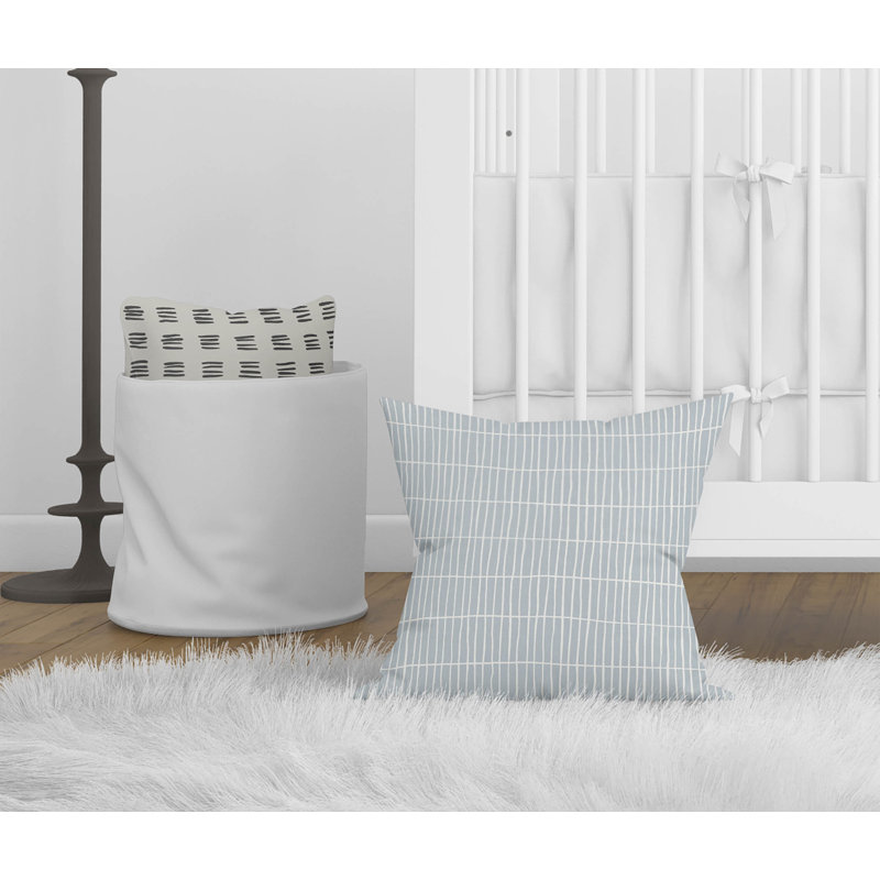 Coussin Snow Fence, Bleu ardoise / bleu géométrique, H 18 po x l 18 po
