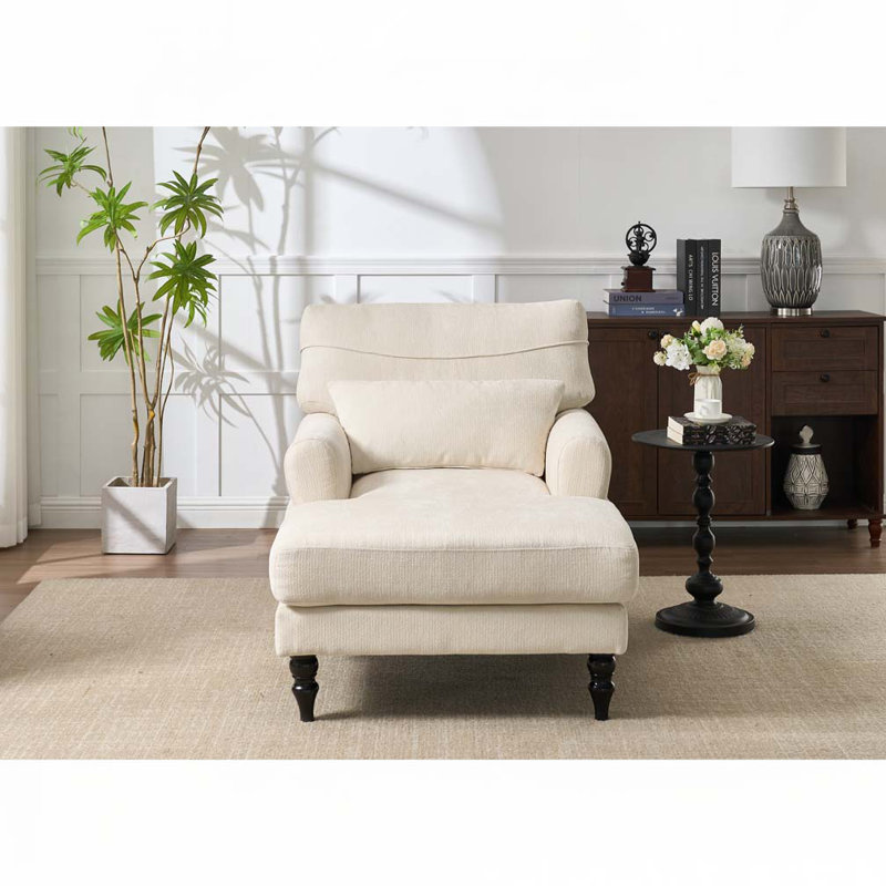 Chaise longue d'intérieur rembourrée, Blanc
