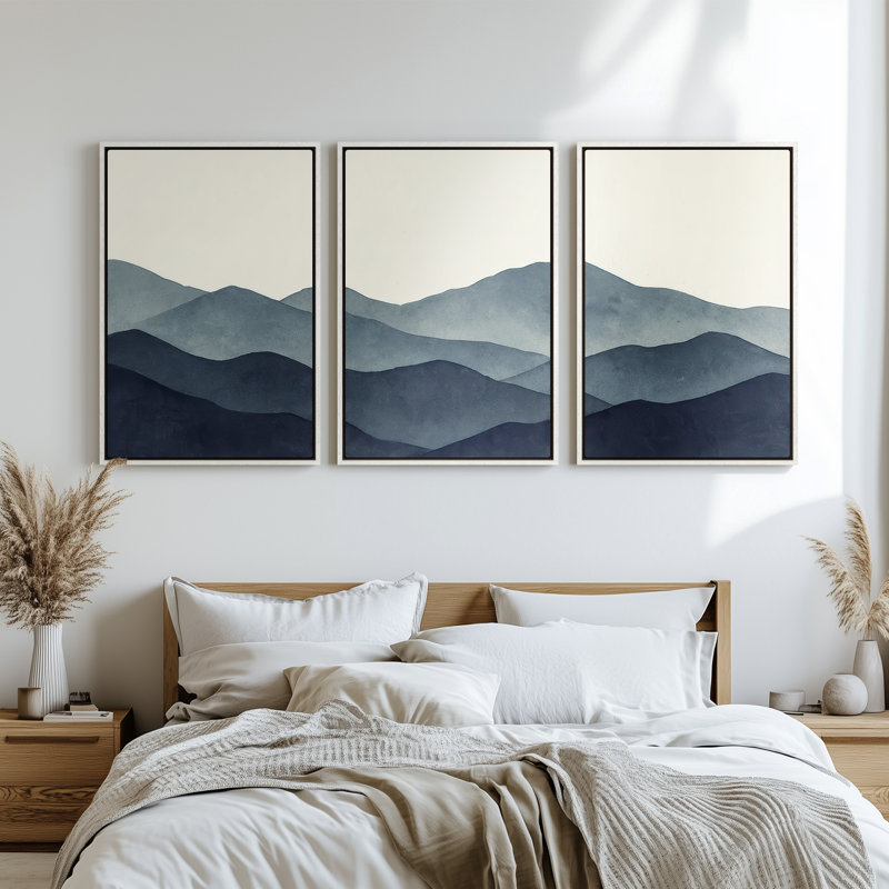 Framed Canvas wall Art, Vintage Abstract Wall pirnts for Bedroom, 24" H x 16" W, White