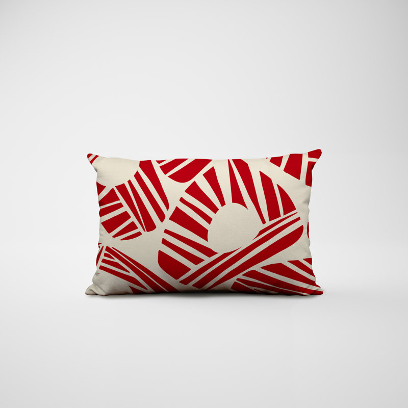 Polyester / Mélange de polyester Housse de coussin rectangulaire intérieure / extérieure lombaire et insert, Rouge
