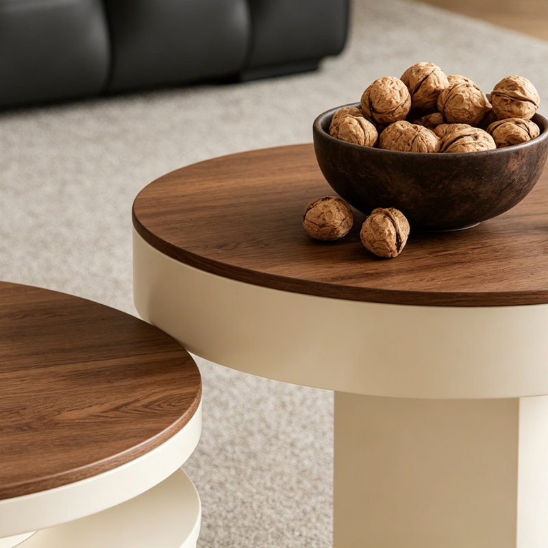 Table basse Lilliam 2, H 14,56 po x L 27,55 po x l 27,55 po, Brun noisette / blanc