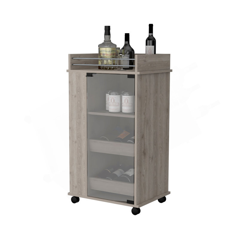 Chariot-bar avec porte-bouteille et roulettes Willow Park, Gris
