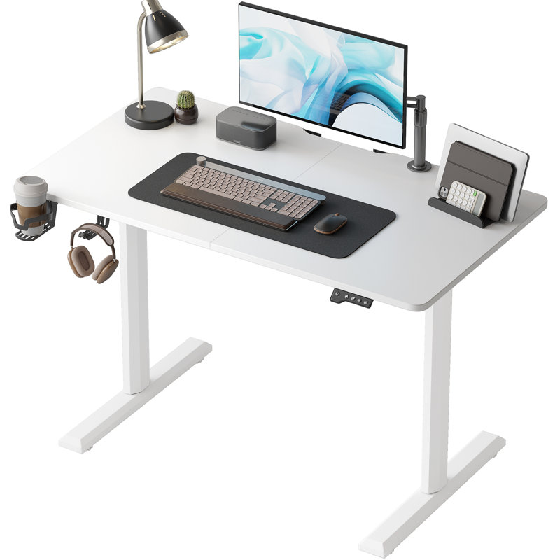Itsuo Adjustable Standing Desk, 44" W x 23.60" D, White