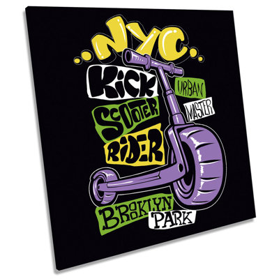 Z2547 NYC Scooter Rider Picture - Wrapped Canvas Art Prints