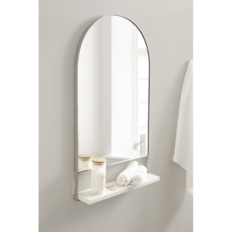 Cielo Arch Mirror with Shelves, Black/Black, 34" x 20"