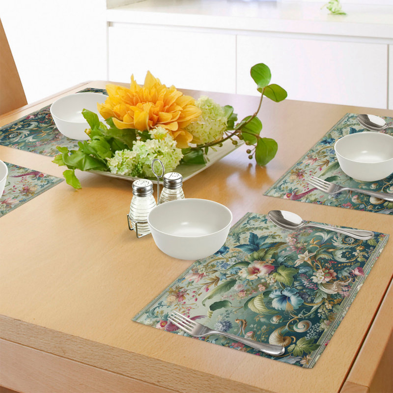 Polyester Green Multicolor Rectangle Placemat