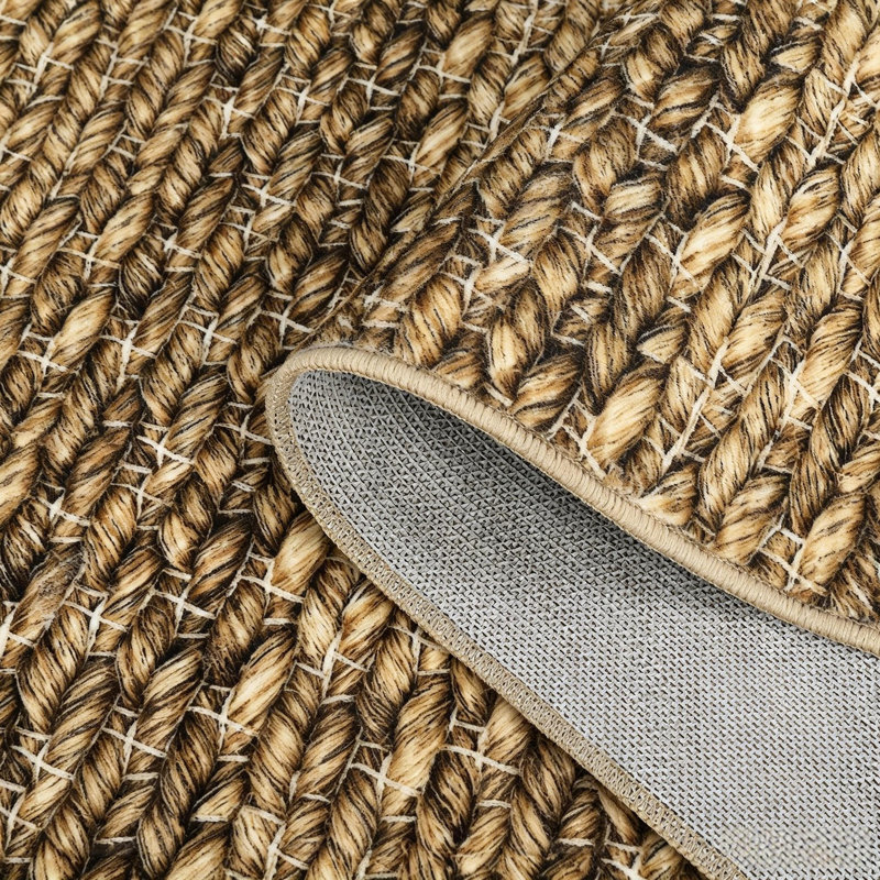 Tapis à poils courts Boho pour la maison et le bureau, Brown, Rectangle 5 pi x 7 pi
