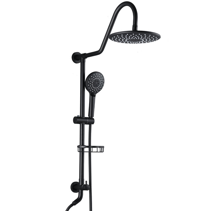 10" Rainfall & Handheld Showerhead Shower System With Matte Black Slide Globule Head And Gathering