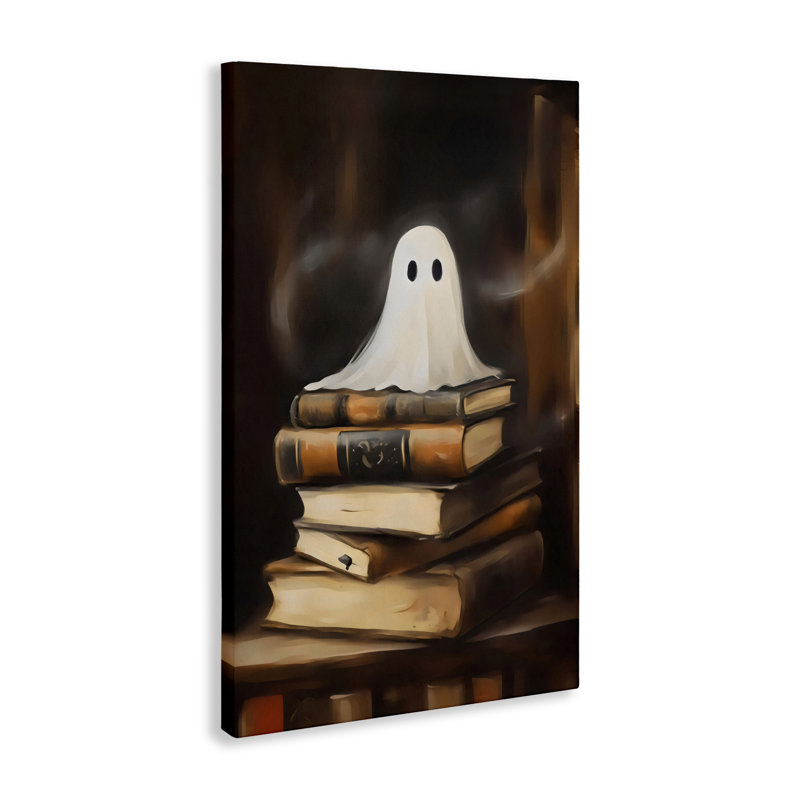 Fantôme sur toile pile de livres, design par Arlington Prints, H 45 po x l 30 po