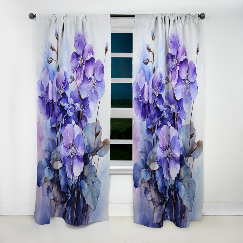 Bowerston - Rideau Violets - Rideau occultant à motif floral - 1 panneau, L 52 po x L 90 po