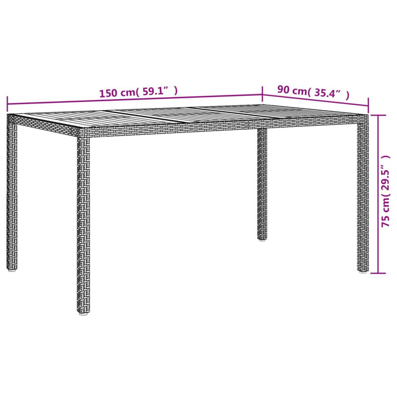 Bryona Rectangular Metal Outdoor Dining Table , 150cm W 381cm D, White