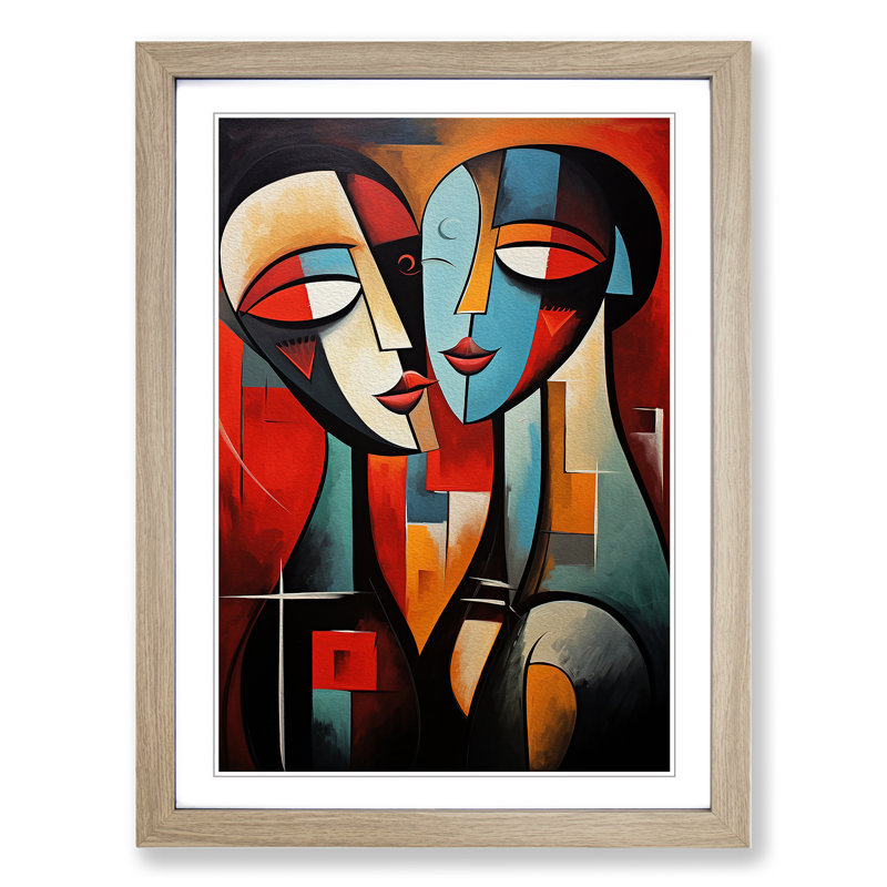 Lovers Abstract No.2 - Framed Print, Oak, 46cm H x 34cm W x 2cm D