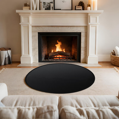 Tapis de foyer 48 po, protège-terrasse rond pour barbecue et foyer - Coussin double face résistant à la chaleur