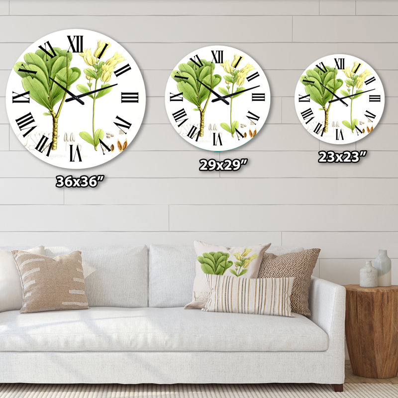 Plante brésilienne rétro III - horloge murale traditionnelle, Moyenne